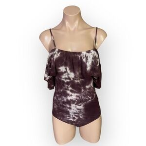 American Eagle Outfitters Women’s Medium Burgundy Off Shoulder Bodysuit